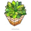 Eternal Green: Stained Glass Succulent Pattern Art Piece - window decor