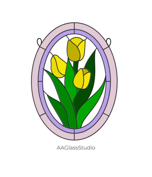 Cherish Artful Moments: Stained Glass Tulip Pattern Decor!