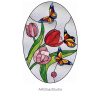 Butterfly and Stained Glass Tulip Pattern - window decor