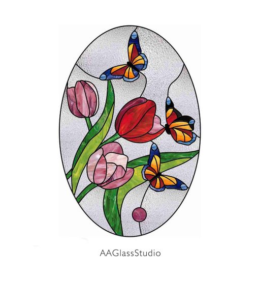 Butterfly and Stained Glass Tulip Pattern