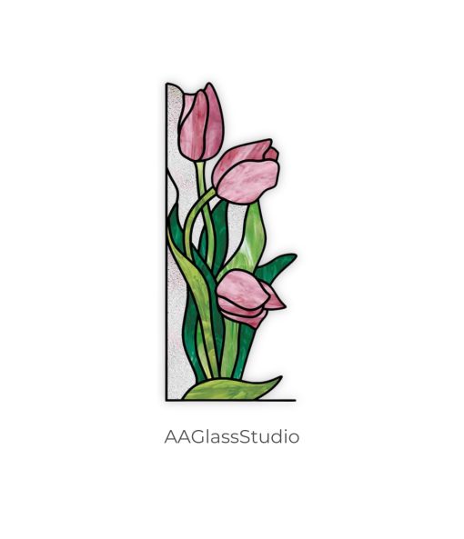 Stained Glass Tulip Pattern Corner Design