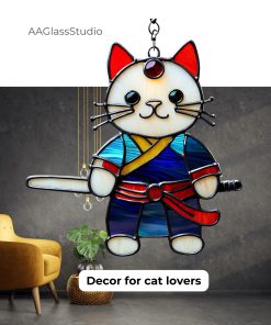 cat stained glass decor