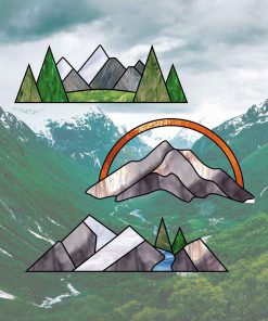 Stained Glass Mountains Patterns SET Of 3 - window decor