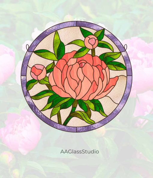 2 peony stained glass pattern 2