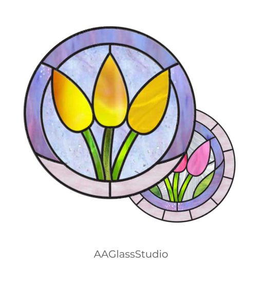 2 stained glass tulips pattern 8