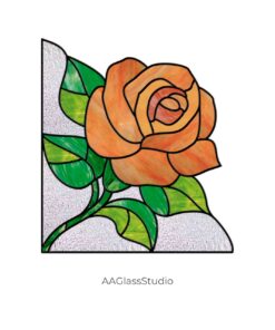 Yellow Rose Stained Glass Pattern: Corner