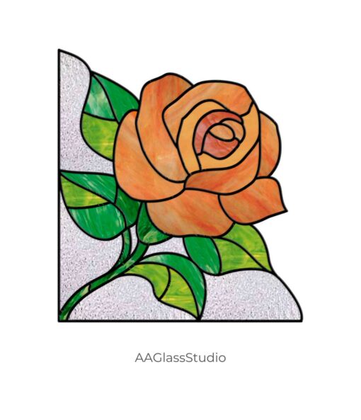 Yellow Rose Stained Glass Pattern: Corner