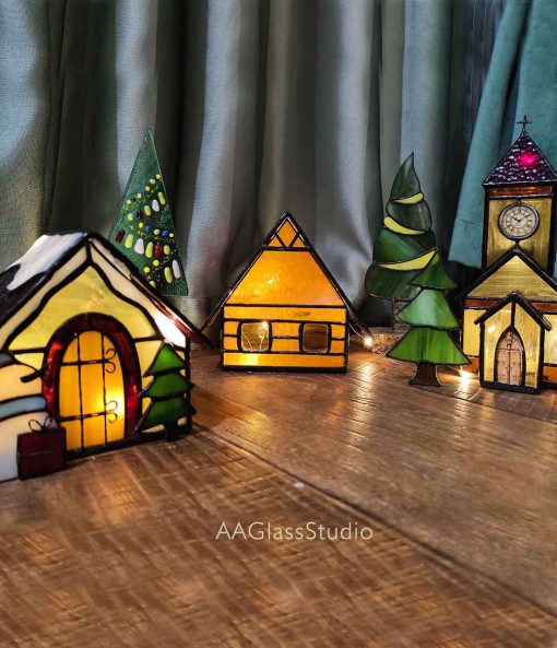 christmas stained glass patterns: display christmas village