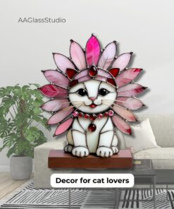 cat stained glass table decor