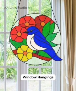 bluebird stained glass window hangings 3