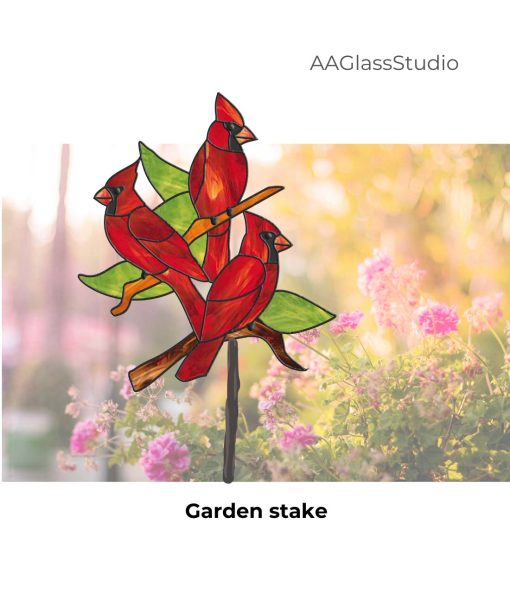 cardinals pattern garden stake