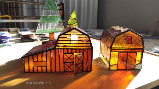 Christmas stained glass ornaments: one pattern 2 barns