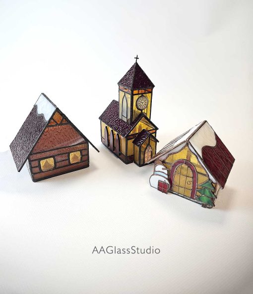 christmas stained glass patterns: display christmas village