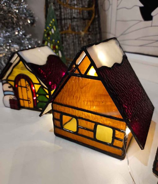 christmas village stained glass suncatcher 3