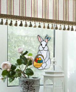 easter stained rabbit window hangins