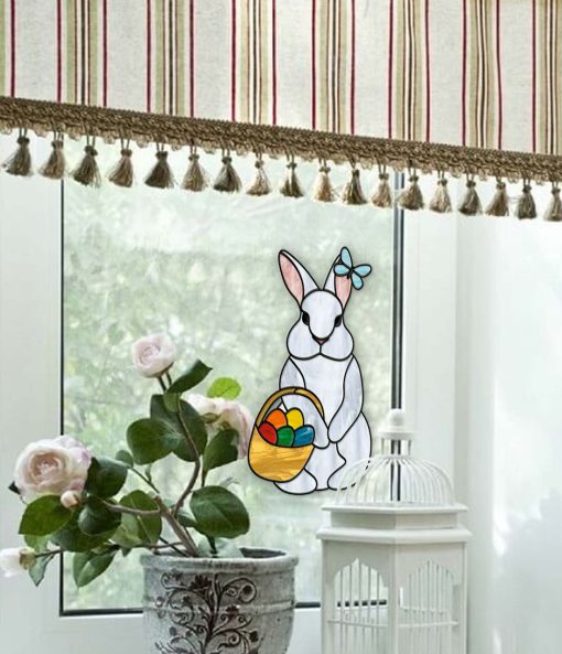 easter stained rabbit window hangins