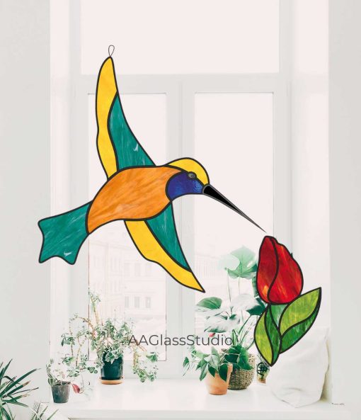 hummingbird and tulip 02