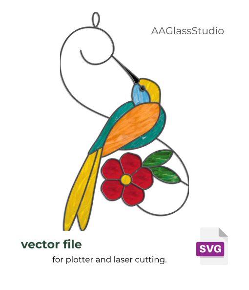 hummingbird svg pattern chamomile 02