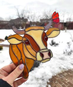 stained glass cow suncatcher