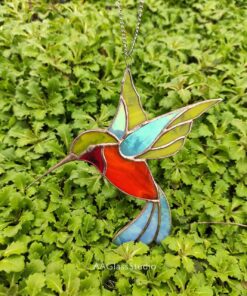 hummingbird stained glass: garden decor