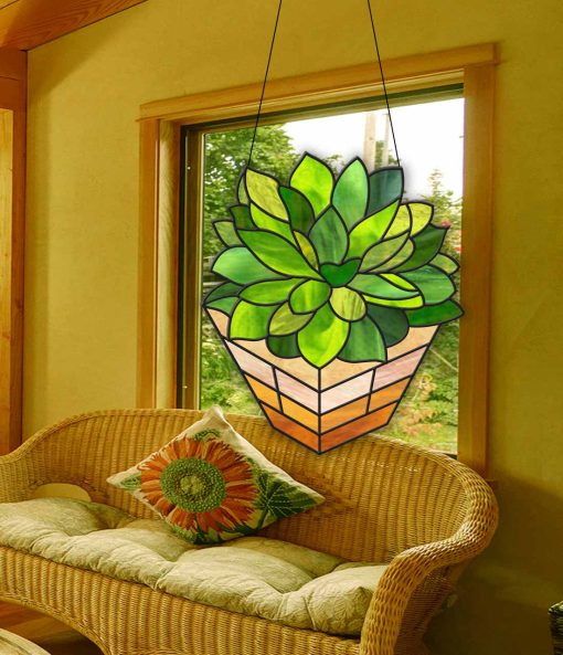 stained glass succulents patterns