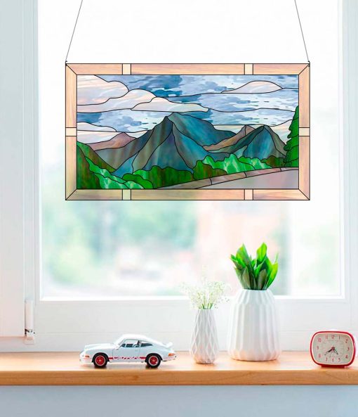 Mountain panel: window stained glass