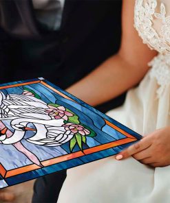 swan stained glass wedding gift