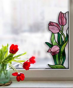 tulip stained glass pattern window