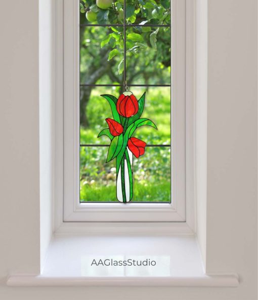 tulips in vitro window hangings