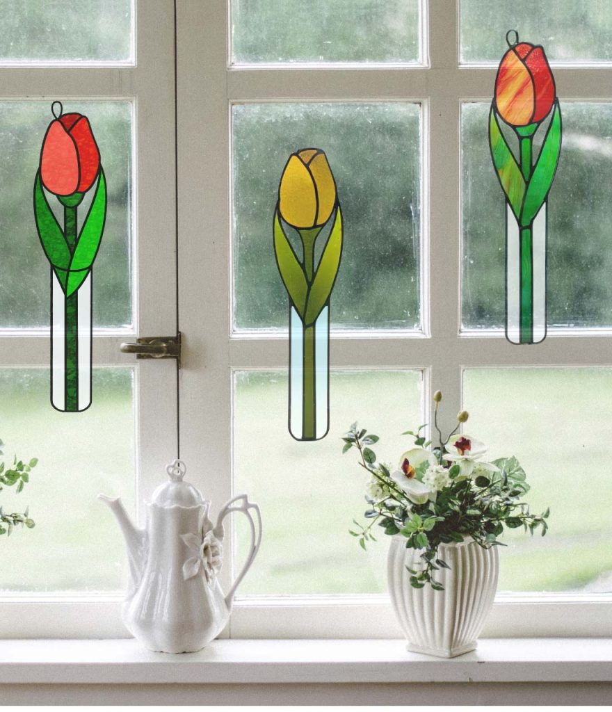 tulip stained glass: window hangings