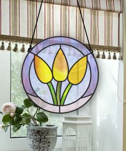 tulips stained glass suncatcher