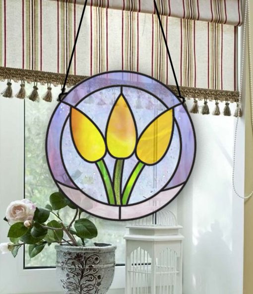 tulips stained glass suncatcher