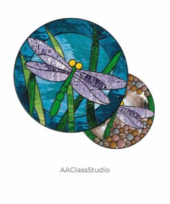 Dragonfly Stained Glass Pattern SET OF 2 - window decor