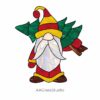 Santa Gnome Stained Glass Pattern Christmas Tree - window decor