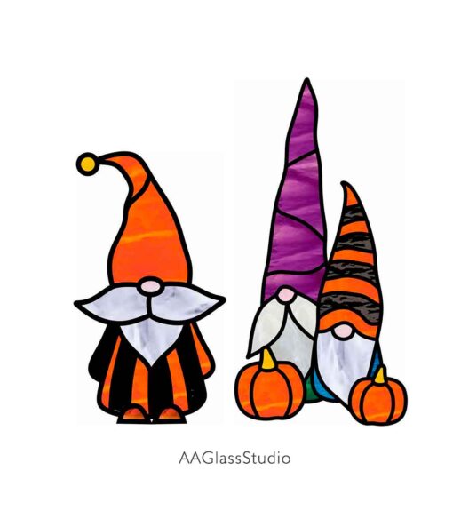 Gnome Stained Glass Patterns Glass Décor Set Of 2 - window decor