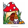 Mushroom Stained Glass Pattern Gnome's House - window decor