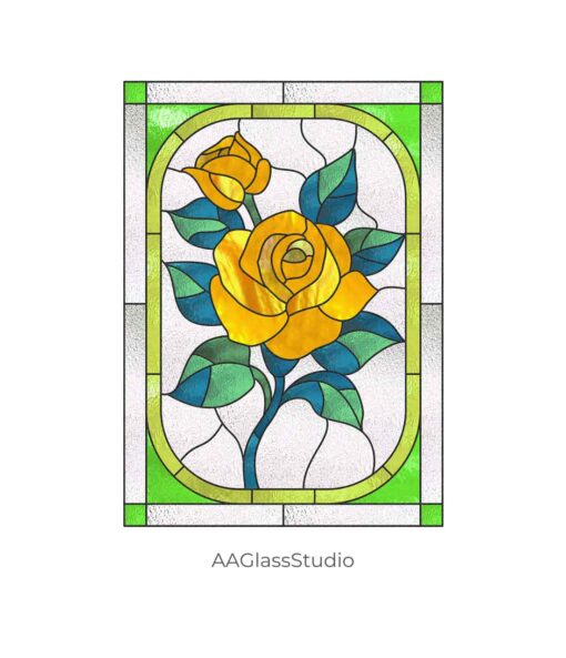 Cherished Rose Stained Glass Pattern for Garden Souls - window decor