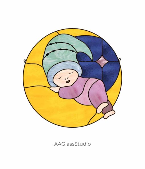 Sweet Slumber Moonlight - Stained Glass Baby Patterns - window decor