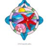 Coastal Dreams: Stained Glass Beach Patterns & Ocean Charm - window decor