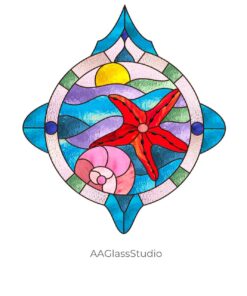 Coastal Dreams: Stained Glass Beach Patterns & Ocean Charm - window decor