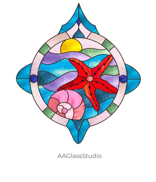 Coastal Dreams: Stained Glass Beach Patterns & Ocean Charm - window decor