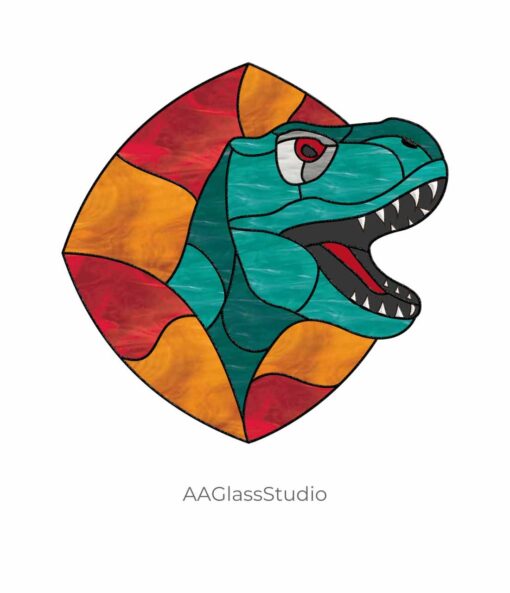 Majestic Prehistoric Power Stained Glass Dinosaur Pattern - window decor