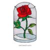 Everlasting Bloom: Simple Stained Glass Rose Pattern Dome - window decor