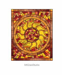 Stained Glass Sun Pattern: Smile in Sunflower Mandala - window decor