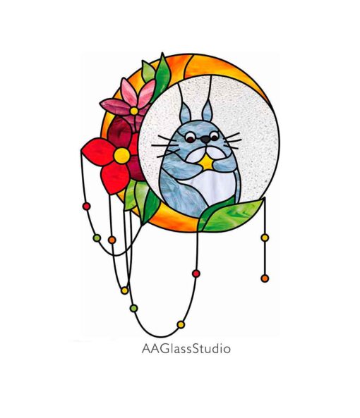 Anime Totoro Cartoon Stained Glass Pattern - window decor