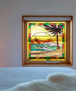 beach stained glass window decor