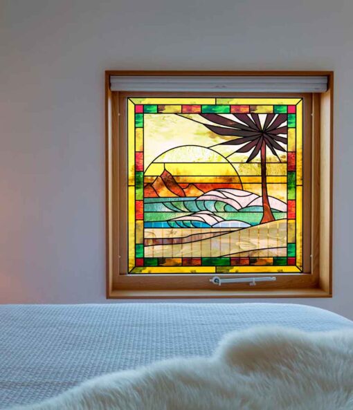 beach stained glass window decor