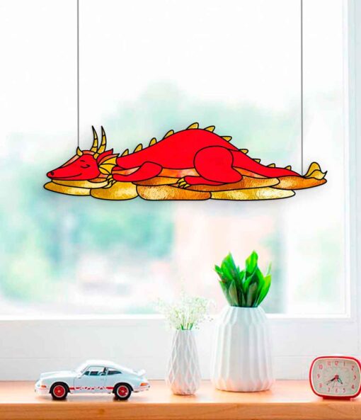 dragon stained glass pattern window hangings 2