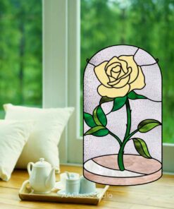 yellow stained glass rose pattern