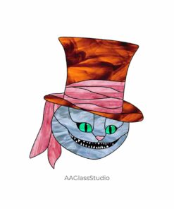 Charm Alice in Wonderland Stained Glass: Cheshire Cat's Magic - window decor